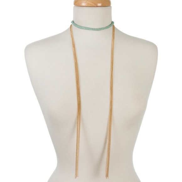 Gold wrap necklace with turquoise wrapping - Picture 1 of 1